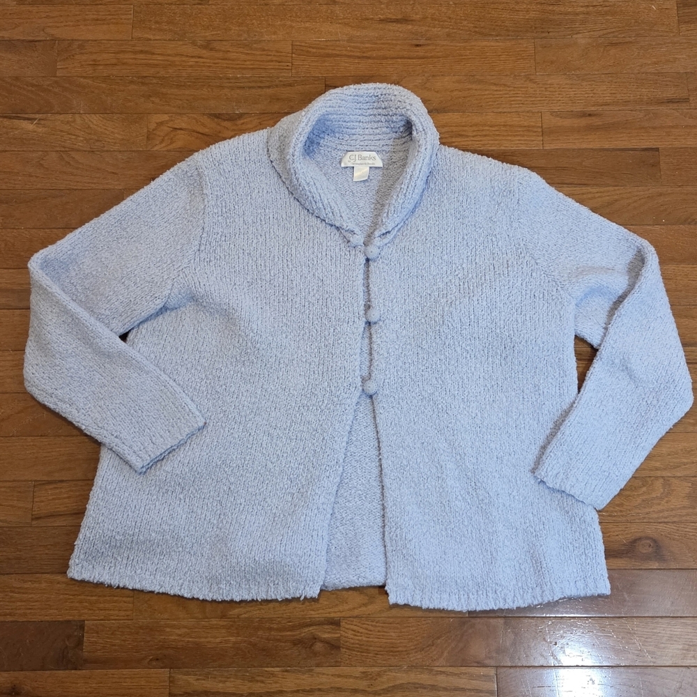 Christopher & Banks Light Blue Bouclé Knit Cardigan Vintage Size 1X